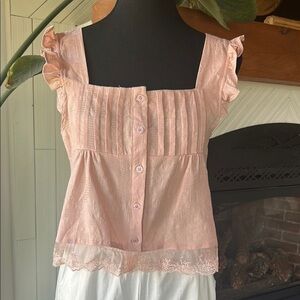 Sleeveless Ruffled Blouse in Blush